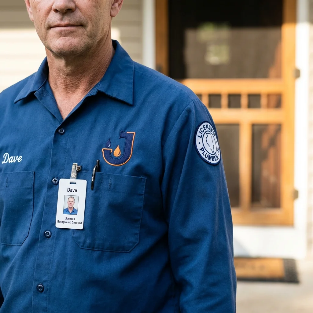 Licensed plumber showing ID badge in Parkersburg, WV