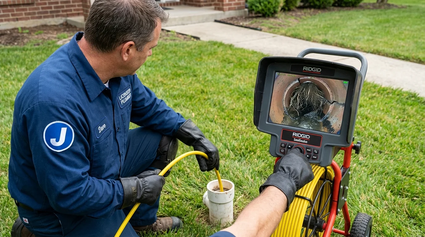 Sewer camera inspection being performed by Johns Plumbing LLC in Parkersburg
